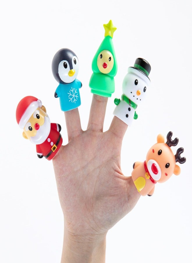 Jocomoni 5 Pieces Christmas Finger Puppets Toys for Kids Santa Claus Snowman Character Party Favors Goodie Bag Fillers - Image 1